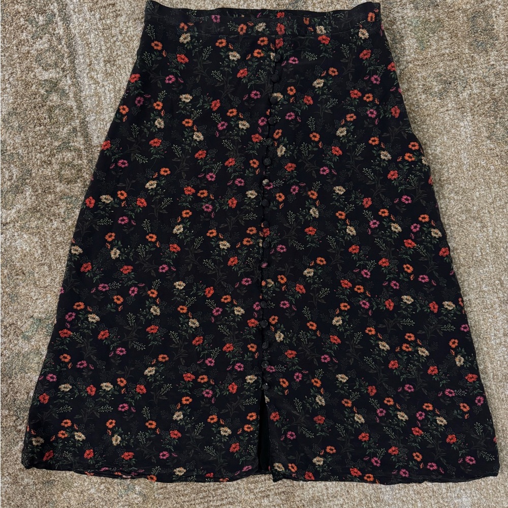 The Kooples Paris floral silk-blend midi skirt